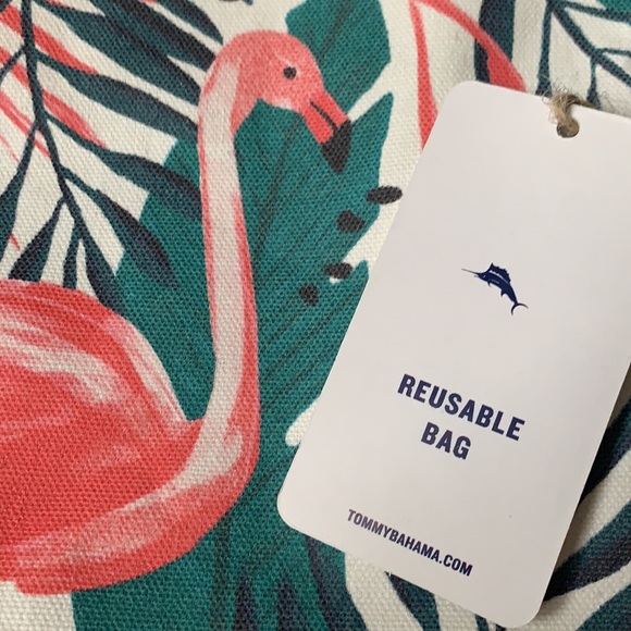Tommy Bahama Flamingo Palm Reusable Tote / Beach Bag - Picture 5 of 11